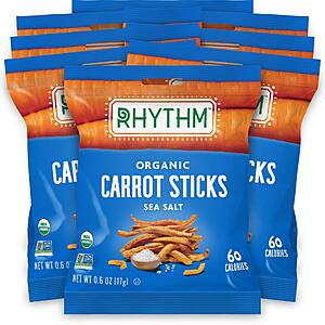 Rhythm Superfoods Carrot Sticks, Sea Salt, Organic and Non-GMO, 0.6 Oz (Pack of 8) Single Serves, Vegan/Gluten-Free Superfood Snacks~$7.74 @ Amazon~Free Prime Shipping!