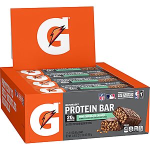 Gatorade Whey Protein Bars, Mint Chocolate Crunch, 2.8 oz bars (Pack of 12, 20g of protein per bar)~$12.83 @ Amazon~Free Prime Shipping!