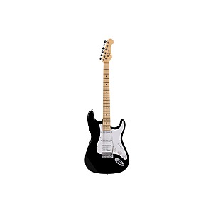 Indio by Monoprice Cali DLX Plus HSS Electric Guitar with Gig Bag - Black Ash Body just $10 + FS after promo codes $9.55