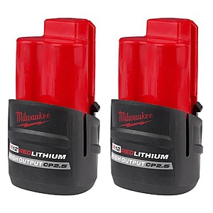 *YMMV in store*  Milwaukee M12 XC CP2.5 High Output 2 pack batteries on clearance $50