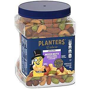 $13.11 /w S&S: 34.5oz Planters Deluxe Mixed Nuts (Unsalted)
