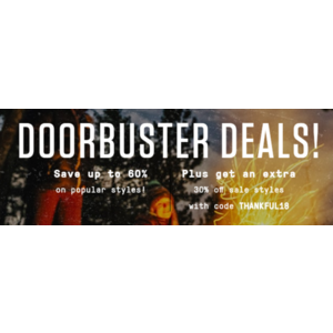 Merrell: Thanksgiving Doorbusters up to 60% off plus Extra 30% off Sale