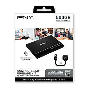 PNY 500GB 2.5” SATA-III SSD Upgrade Kit - $15 - Walmart YMMV