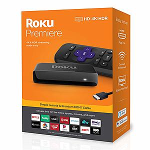Roku Premiere 4K Streaming Media Player $29 + In-Store Pickup