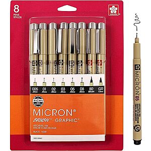 $11.49: 8-Pack SAKURA Pigma Micron Fineliner Pens