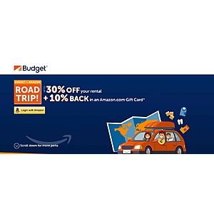 Budget Rent A Car - Save Up To 30% and Get 10% Back in Amazon GC - Book By June 22, 2021