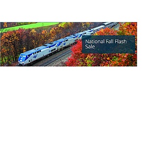 Amtrak 50% Off National Fall Flash Sale on Coach or Acela Business Class - Book by September 8, 2021