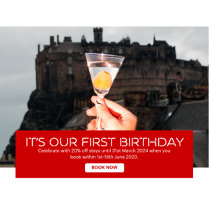[Scotland UK] Virgin Hotels Edinburgh Birthday Offer 20% Off Stays Plus Extra 10% for Know Members - Book by June 16, 2023