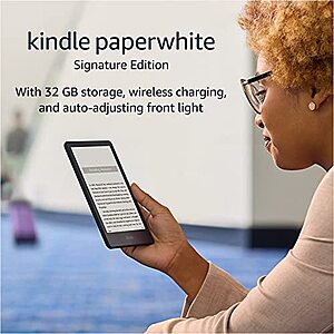 Amazon - Kindle Paperwhite Signature Edition 32 GB no lockscreen ads with or without 3 Months Kindle Unlimited - $140 ($50 off)