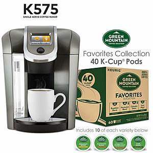 Save 40% on Keurig K575 Single Serve Coffee Maker and Green Mountain Coffee Roasters Favorites Collection, 40 Count $109.99