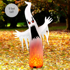 9-Ft. Lighted Flame Ghost Inflatable | The Lakeside Collection $20.99