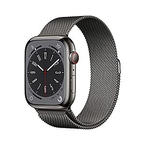 $100 Off - Brand New Apple Watch Series 8 GPS + Cellular 45mm Graphite Stainless Steel Case Graphite Milanese Loop - $699