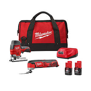 Milwaukee M12 Jig Saw, Oscillating Tool, two Batteries, Charger, and Bag for $99 plus $9 S&H from Factory Authorized Outlet