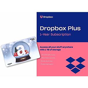 Dropbox 1 Year subscription for $99 w/$50 Amazon GC Back