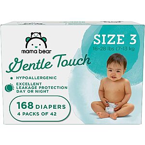 Prime Members: 168-Ct Mama Bear Gentle Touch Diapers (Size 3) 3 for $42.78 ($0.08/diaper) & More + Free Shipping