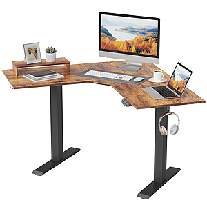 48" FEZIBO Dual Motor L Shaped Adjustable Electric Standing Desk (Brown or Black) $280 + Free Shipping