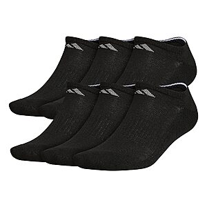6-Pairs adidas Men's Athletic Cushioned No Show Socks (Black, L or XL) $10