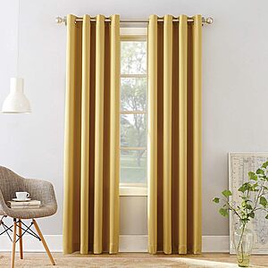 Sun Zero Barrow Energy Efficient Grommet Curtain Panel (54" x 63", Pair, Flax Yellow) 7.20