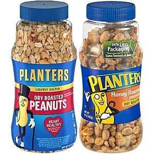 16-oz. Planters Peanuts: Dry Roasted, Honey Roasted & More: 2 for $3.15 w/Store Pickup on $10+ @ Walgreens