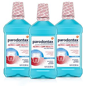 3-Ct 16.9-Oz Parodontax Active Gum Health Antiplaque and Antigingivitis Mouthwash (Mint) + $0.90 Amazon Promo Credit $11.01 w/ S&S