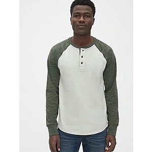 Gap.com: Men's Marled Henley $6, Vintage Henley Tee $7.49, Mainstay Crewneck Sweater $9.49 & More + FS on $25+ on Markdown orders