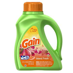 50oz Gain High Efficiency Liquid Laundry Detergent  $2.80 & More + Free In-Store Pickup