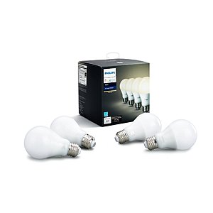 4-Pack Philips Hue White A19 Dimmable LED Smart Bulbs  $40 + Free Shipping