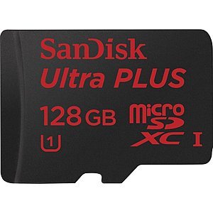 128GB SanDisk Ultra PLUS microSDXC UHS-I Memory Card $19.99 or 512GB SanDisk Ultra 3D Internal SATA Solid State Drive $69.99 + Free Shipping