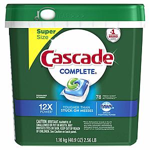 78-Ct Cascade Complete ActionPacs Dishwasher Detergent (Fresh Scent) $9.70 w/ S&S & More + Free S&H