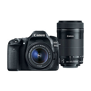 Refurbished Canon DSLR Bundles: 80D w/ 18-55mm + 55-250mm Lenses $699 & More + Free S&H