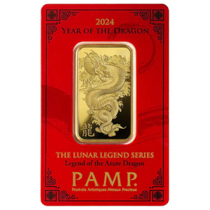 1 oz Gold Bar PAMP Lunar Legends Azure Dragon (New in Assay) $2079.99