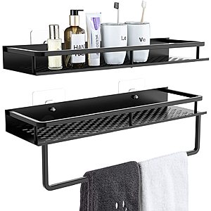 Avaspot Shower Caddy 2-Pack, 15 in Aluminum Wide Space Shower Shelf with Adhesive, Wall Mounted Storage Organizer w/ Towel Bar and Racks. 48% Off Amazon Prime $12.99 Shipped