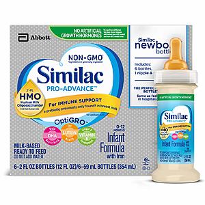 Similac 48 count Pro-Advance Infant Formula, Ready to Feed Newborn Bottles $28.75