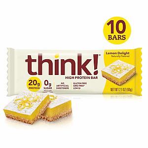10-Ct 2.1 oz think! High Protein Bars: Brownie Crunch $7.35, Lemon Delight $6.60 w/ S&S & More + Free S&H