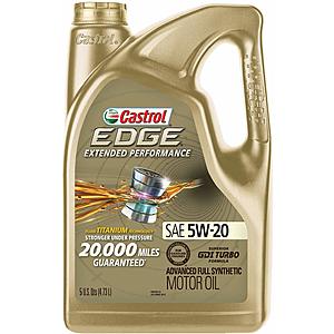 Castrol EDGE Extended Performance 5W-20 Advanced Full Synthetic Motor Oil, 5 QT $20.81- Amazon/Walmart 5w-30 10w-30 also on sale