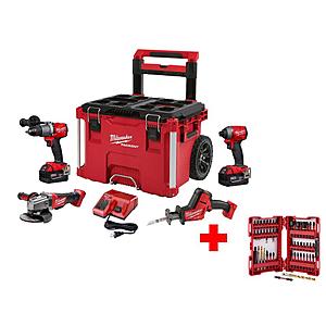 Milwaukee M18 FUEL 18V 4-Tool Brushless Combo Kit +, 2x 5.0Ah Batteries + Packout Box $449 & More + Free Shipping
