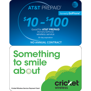 AT&T Prepaid and Cricket Wireless Prepaidcards, 13% off, Kroger gift cards + 4X fuel points