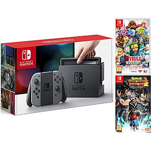 Nintendo Switch Console with Hyrule Warriors & Dragon Ball Heroes Bundle [Gray or Neon Blue/Red] - $329.97 & Free Shipping