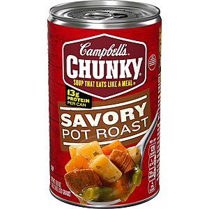 18.8-Oz Campbell's Chunky Soup: Savory Pot Roast or Sirloin Steak $1.40 w/ S&S, More + Free Shipping w/ Prime or on $35+
