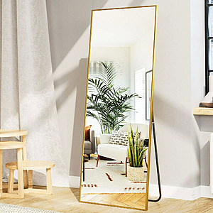 64" x 21" Beautypeak Full Length Rectangle Mirror w/ Stand (Black or Gold) $55 + Free Shipping