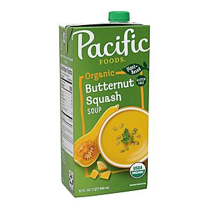 32-Oz Pacific Foods Soups: Tomato Basil, Butternut Squash, Red Pepper & Tomato $3 w/ S&S, More + Free Shipping w/ Prime or on $35+