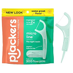 300-Count Plackers Micro Line Dental Floss Picks $5.76 w/ S&S + Free Shipping w/ Prime or on $35+