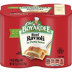 4-Pack 15-Oz Chef Boyardee Beef Ravioli $3.79 ($0.95 each) w/ S&S + Free Shipping w/ Prime or on $35