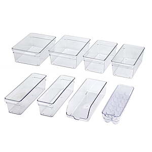 8-Pack Mainstays Clear Plastic Fridge Organization Bin Set (Various Sizes) $10.79 + Free Shipping w/ Walmart+ or on $35+