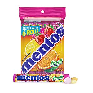 6-Count Mentos Chewy Candy Rolls (Fruit) $3.46 w/ S&S + Free Shipping w/ Prime or on $35+