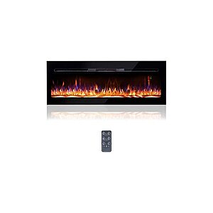 BizHomart 48 in Electric Fireplace, Recessed & Wall Mounted Fireplace, Ultra Thin, Low Noise, Remote, Timer, Adjustable Flame Color, 1500W ($139.99 via Woot w/ Free Prime Ship)