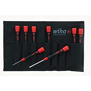 Wiha (Made in Germany) 26193 Slotted and Phillips Precision Screwdriver 8 pc Set with Soft PicoFinish Handle, Canvas Pouch Included ($35.60 w/ Free Prime Ship)