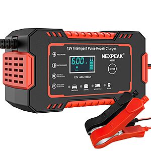 NexPeak Car Battery Charger, 12V 6A Smart Battery Trickle Charger Automotive 12V Battery Maintainer w/ LED Readout and Summer/Winter Modes  ($19.67 w/ Free Prime Ship)