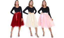 Angelina Tulle Midi Skirt with Detachable Satin Bow Ribbon (4 colors) $12.99 + Free Shipping