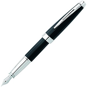 Cross Fountain Pen Aventura Onyx Black Resin Chrome Body Medium Nib $12.80 + Free Shipping